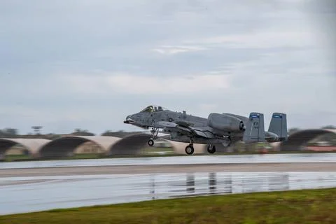 RECORD DATE NOT STATED An A-10C Thunderbolt II lands at Andersen Air Force... Stock Photos