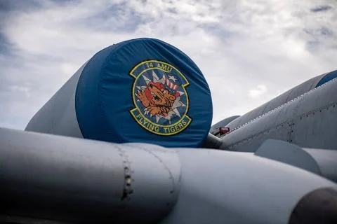 RECORD DATE NOT STATED An A-10C Thunderbolt II engine sits covered at Ande... Stock Photos