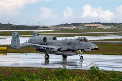 RECORD DATE NOT STATED An A-10C Thunderbolt II taxis at Andersen Air Force... Stock Photos