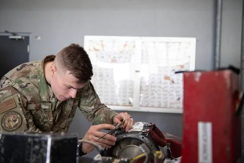 RECORD DATE NOT STATED 2nd Lt. Jacob Geil, Project Arc test engineer, take... Foto stock