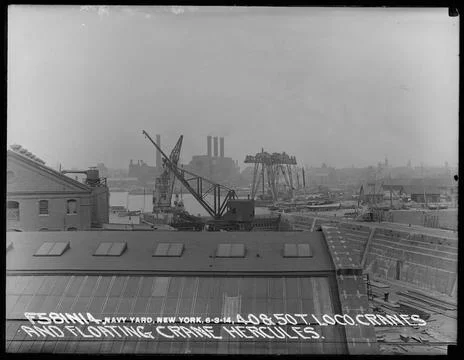 RECORD DATE NOT STATED  40 and 50 Ton Locomotive Cranes and Floating Crane... Stock Photos