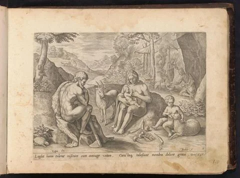 RECORD DATE NOT STATED  Adam and Eva outside Paradise, 1646 print Adam and... Stock Photos