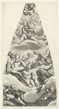 RECORD DATE NOT STATED  Adam and Eva with saints sat on a cloud, Carlo Ces... Stock Photos