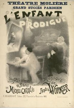 RECORD DATE NOT STATED  Adolphe Willette Moliere Theater; The prodigal chi... Stock Photos