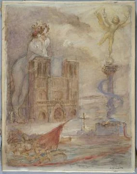 RECORD DATE NOT STATED  Adolphe Willette (1857-1926). Notre-Dame de Paris,... Foto stock