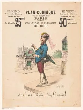 RECORD DATE NOT STATED  Advertising ticket for a map of Paris, Joseph Apou... 스톡 사진