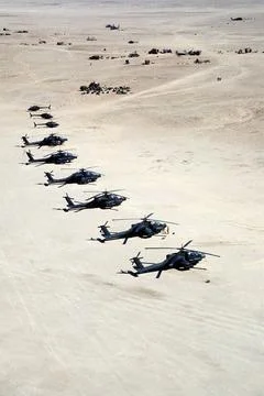RECORD DATE NOT STATED AH-64A Apache advanced attack helicopters of the 10... Stock Photos