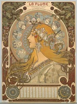 RECORD DATE NOT STATED  Alfons Maria Mucha FEATHER; Illustrated bi-mensuel... Stock Photos