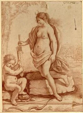 RECORD DATE NOT STATED  Anonym Venus and Amor. (The goddess pulls an arrow... Stock Photos
