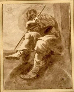 RECORD DATE NOT STATED  Anonym Roman soldier in view, sitting on a parapet... Foto stock