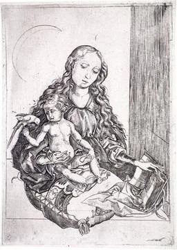 RECORD DATE NOT STATED  Anonym The Madonna with the parrot. Copper engravi... Stock Photos