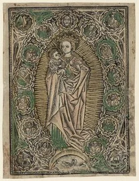 RECORD DATE NOT STATED  Anonym Maria with the child on the crescent moon, ... Fotos Stock