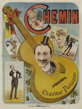 RECORD DATE NOT STATED  Anonymous. Way, fanciful singer . Lithography. 188... Stock Photos