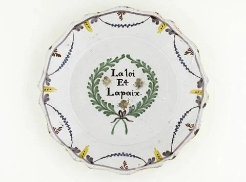 RECORD DATE NOT STATED  Anonymous. Plate Law and peace . Earthenware. Pari... Stockfoto's