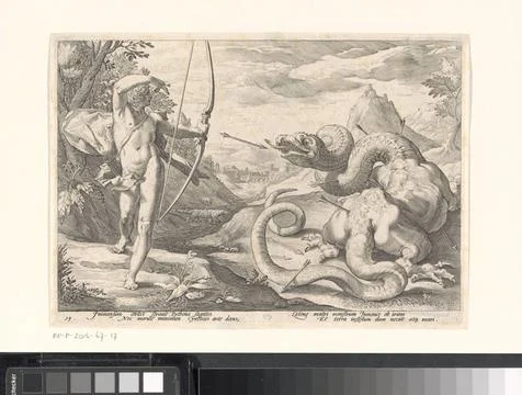 RECORD DATE NOT STATED  Apollo kills Python, 1589 print Apollo kills the s... 写真素材