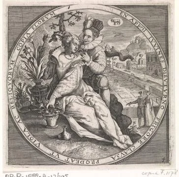 RECORD DATE NOT STATED  April: Mining pair, Anonymous, After Crispijn van ... Fotos Stock