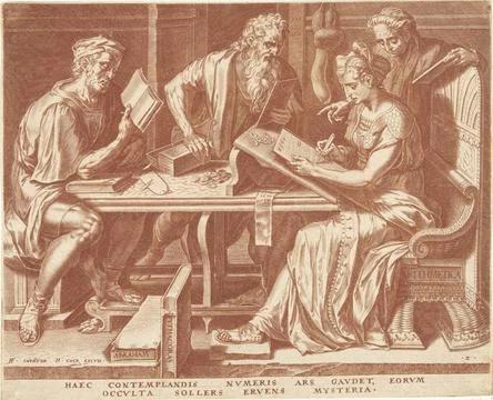 RECORD DATE NOT STATED  Arithmetic (Rekenkunde), Cornelis Cort, after fran... Stock Photos