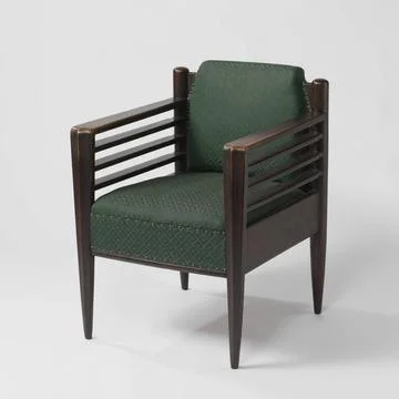 RECORD DATE NOT STATED  Arm chair covered with a green plastic upholstery ... Stock Photos