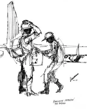 RECORD DATE NOT STATED Artwork: Parachute Inspection at Fort Bragg Artist:... Stock-Fotos