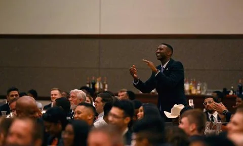 RECORD DATE NOT STATED  An attendee cheers during the Accelerating the Leg... Stock Photos