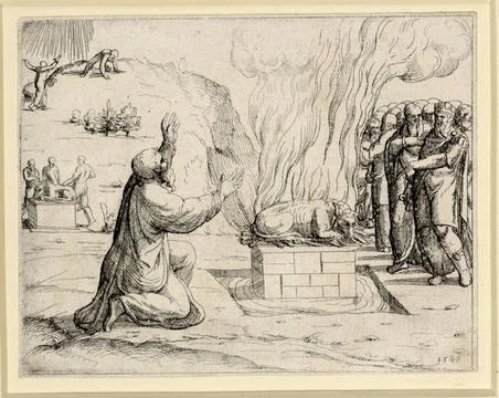 RECORD DATE NOT STATED  Augustin Hirschvogel Elias s prayer for rain. etch... Stock Photos