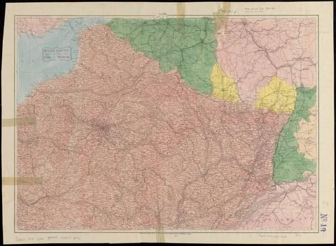 RECORD DATE NOT STATED Bacon s map of the seat of war from Paris to the Rh... Foto stock