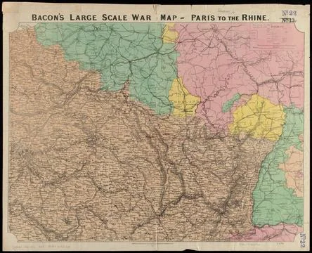 RECORD DATE NOT STATED Bacon s large scale war map : Paris to the Rhine. R... Stock Photos