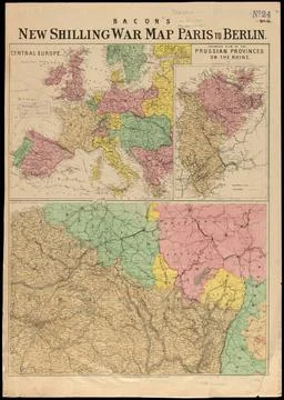 RECORD DATE NOT STATED Bacon s new shilling war map Paris to Berlin. Relie... 库存照片