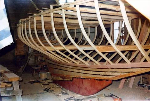 RECORD DATE NOT STATED Bat New construction at Saxemara boat yards. Copyri... Stock Photos