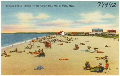 RECORD DATE NOT STATED Bathing beach looking towards Camp Ellis, Ocean Par... Stock Photos