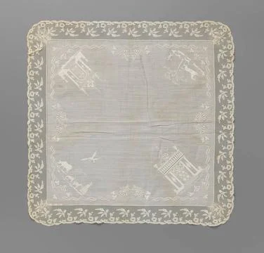 RECORD DATE NOT STATED  Batist handkerchief on which embroidery with a man... Stock Photos