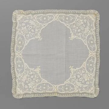 RECORD DATE NOT STATED  Batist handkerchief with embroidery in every corne... Stock Photos