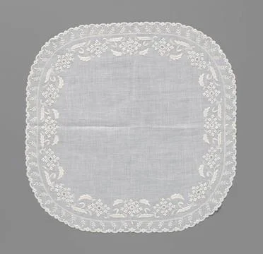RECORD DATE NOT STATED  Batist handkerchief with a triple edge embroidery ... Stock Photos