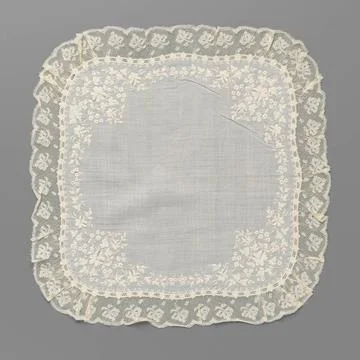 RECORD DATE NOT STATED  Batist handkerchief with plumetis embroidery with ... Stock Photos
