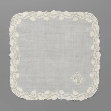 RECORD DATE NOT STATED  Batist handkerchief with plumetis embroidery, anon... Stock Photos