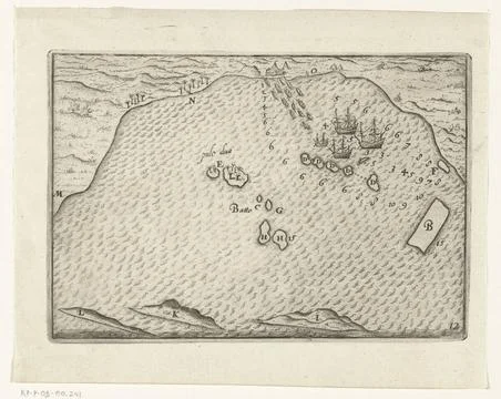 RECORD DATE NOT STATED  Bay of Bantam, 1596, 1646 print Map of the Bay of ... 库存照片