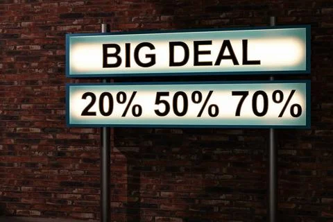 RECORD DATE NOT STATED Big deal. Black letters on a light box. The illumin... 写真素材