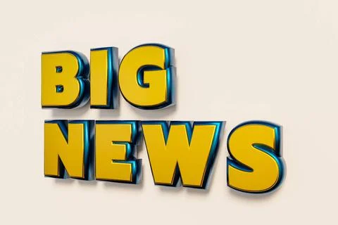 RECORD DATE NOT STATED Big news. Words in capital letters, gold metallic s... Stock Photos
