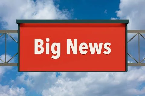 RECORD DATE NOT STATED big news, road sign. Highway board with blue sky an... Stock Photos
