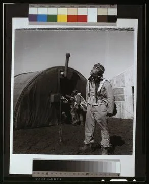 RECORD DATE NOT STATED Black fighter pilot series--pilot with parachute ro... Foto stock