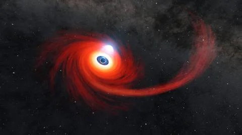 RECORD DATE NOT STATED  A Black Hole Destroys a Star (Illustration). A dis... Stock Photos