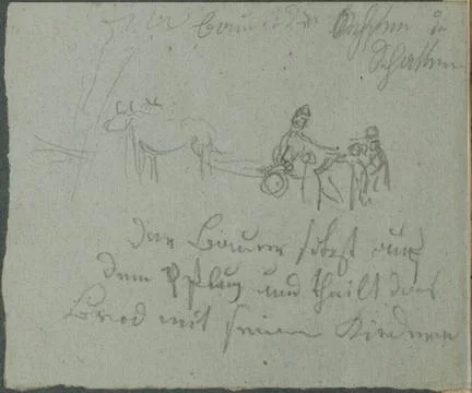 RECORD DATE NOT STATED  Blasius Höfel Sketch of a plug with figures pulled.. Stock Photos