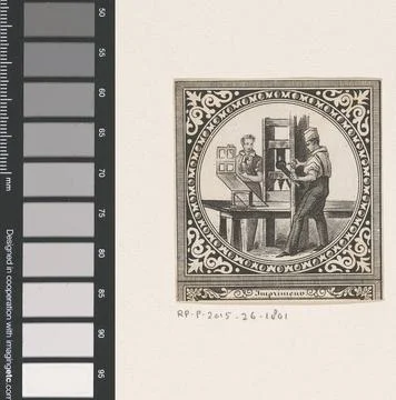 RECORD DATE NOT STATED  Book printer, anonymous, 1800 - 1899 print Two men... Stock Photos