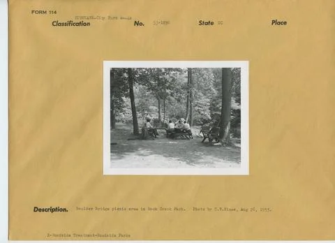 RECORD DATE NOT STATED Boulder Bridge picnic area in Rock Creek Park. Orig... Fotos Stock