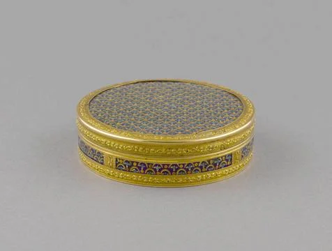 RECORD DATE NOT STATED  Box. Now enamelled with patterns imitating peacock... 스톡 사진