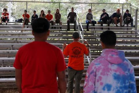 RECORD DATE NOT STATED Boy Scouts from Troop 241 learn land navigation tec... Fotos Stock