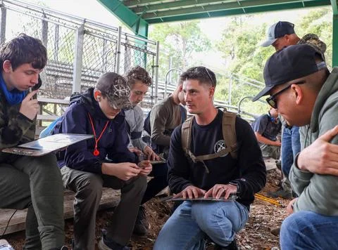 RECORD DATE NOT STATED Boy Scouts from Troop 241 learn land navigation tec... Fotos Stock