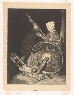 RECORD DATE NOT STATED  Bretsoe Spinster, Francois Bonvin, 1861 print Pari... 스톡 사진