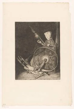 RECORD DATE NOT STATED  Bretsoe Spinster, Francois Bonvin, 1861 print Pari... 스톡 사진