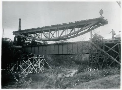 RECORD DATE NOT STATED The bridge over Susean. Insertion of superstructure... Stock Photos